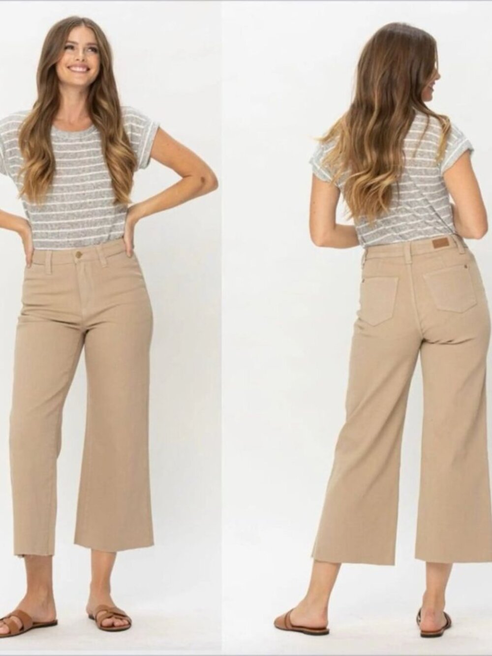 Judy Blue Khaki Wide Leg Cropped Jeans Size 27
